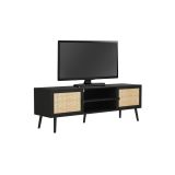Mueble Mesa TV de Ratán en Color Negro-Natural