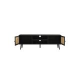 Mueble Mesa TV de Ratán en Color Negro-Natural
