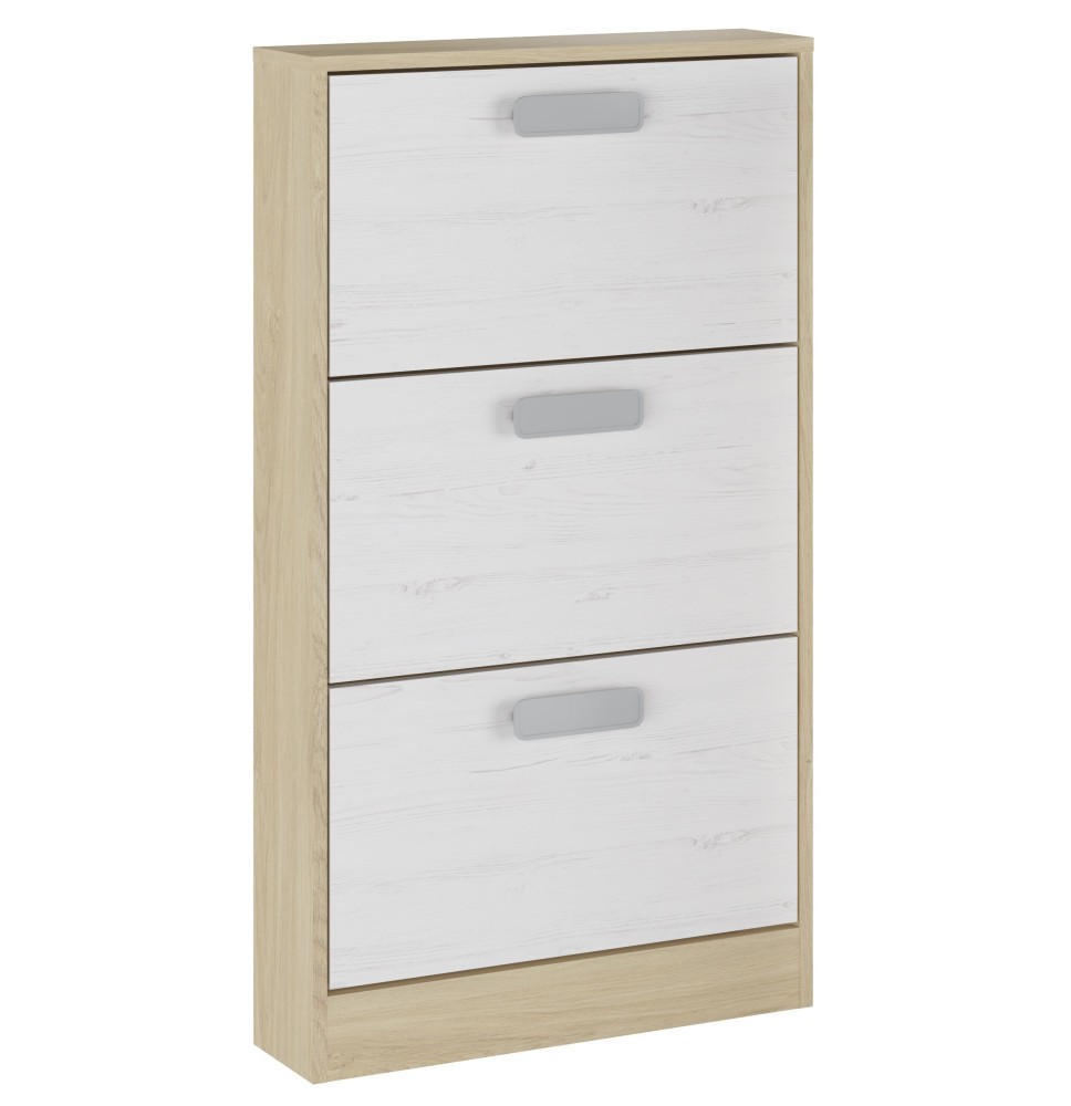 Zapatero 3 Puertas, Zapatero Estrecho, Acabado en Color Roble y blanco, Medidas: 108 cm (Alto) x 60 cm (Ancho) x 17 cm (Fondo) Zapatero 3 Puertas, Zapatero Estrecho, Acabado en Color Roble y blanco, Medidas: 108 cm (Alto) x 60 cm (Ancho) x 17 cm (Fondo)