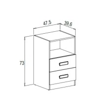 Mesita de noche - Dormitorio o Mesa Auxiliar Salón, Blanco y Natural Veteado, 47.5 x 73 x 39.6 Cm
