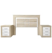 Cabezal para Cama de Matrimonio con patas, Color Cambria y Blanco, Medidas: 160 cm (Ancho) x 119,3 cm (Alto) x 3,8 cm (Fondo)