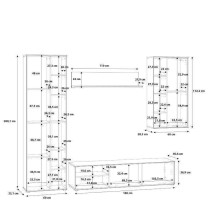 Mueble de TV, Estante, Vitrina y Mueble de Colgar | Medidas: 260 x 40.6 x 200 cm | Color Roble Artisan con Detalles en Gris