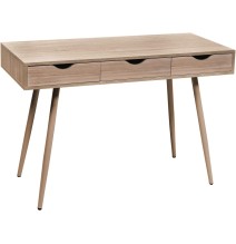 Mesa Escritorio Roble con 3 Cajones y Patas Estilo Escandinavo – Compacta y Funcional, 110x50x75 cm