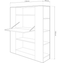 Estantería con Escritorio, Mesa de Ordenador, Acabado en Cambrian y Grafito, Medidas: 119,6 cm (Largo) x 139,6 cm (Alto) x 34