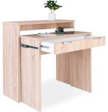 Mesa Escritorio Extensible, Consola Extensible, Color Cambria, Medidas: 90 cm (Largo) x 33-63,4 cm (Ancho) x 87,5 cm (Alto)