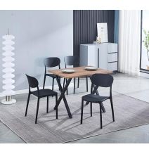 Pack 5 Sillas Cocina Color Negro de plastico Polipropileno, Silla de Comedor Medidas: 40 cm (Anc) x 55 cm (Lar) x 80 cm (Al)