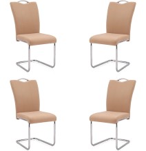 Pack de 4 Sillas Elegantes en Tejido Beige – Sillas para Comedor y Salón, Dimensiones: 44 x 61 x 98 cm.