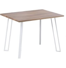 Conjunto Mesa y Sillas Comedor/Cocina: Mesa madera y Patas Metálicas Blancas (76x100x70 Cm) + 5 Sillas (80x40x55 Cm )