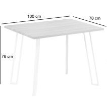 Conjunto Mesa y Sillas Comedor/Cocina: Mesa madera y Patas Metálicas Blancas (76x100x70 Cm) + 5 Sillas (80x40x55 Cm )