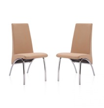 Pack 2 Sillas de Comedor, Sillas para Salón, Acabado en Tejido Beige, Medidas: 44 cm (Ancho) x 61 cm (Largo) x 95 cm (Alto)
