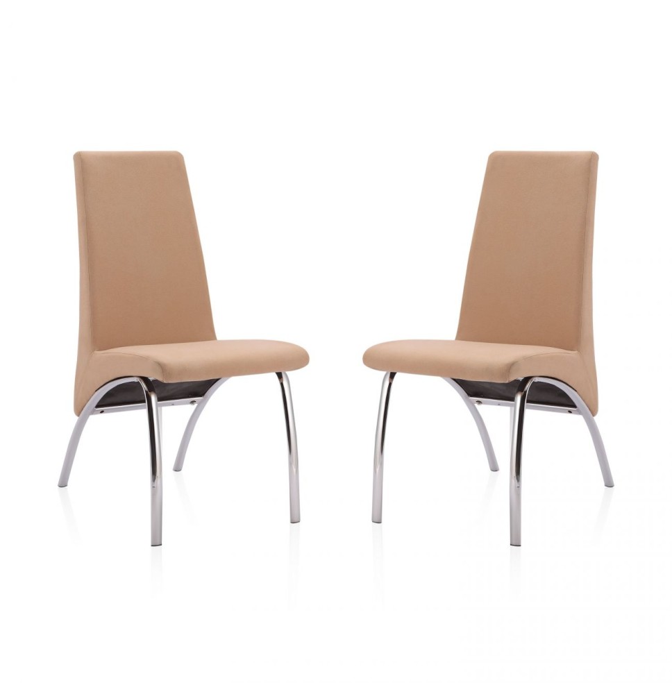 Pack 2 Sillas de Comedor, Sillas para Salón, Acabado en Tejido Beige, Medidas: 44 cm (Ancho) x 61 cm (Largo) x 95 cm (Alto)