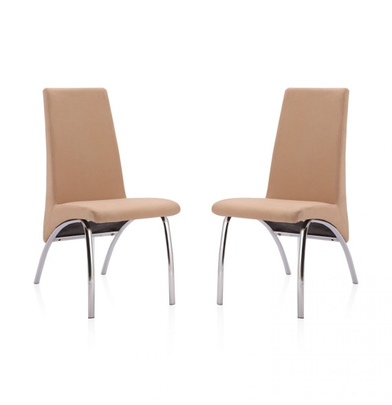 Pack 2 Sillas de Comedor, Sillas para Salón, Acabado en Tejido Beige, Medidas: 44 cm (Ancho) x 61 cm (Largo) x 95 cm (Alto)