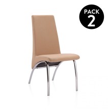 Pack 2 Sillas de Comedor, Sillas para Salón, Acabado en Tejido Beige, Medidas: 44 cm (Ancho) x 61 cm (Largo) x 95 cm (Alto)