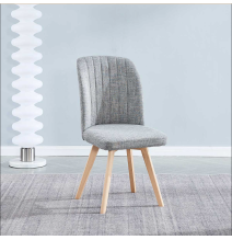 Pack 4 Sillas de Comedor, Sillas de Salón Color Gris y Patas Color Haya, Medidas: Ancho: 46 cm x Fondo: 55 cm x Alto: 92 cm