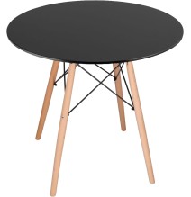 Conjunto Mesa y Sillas Nórdicas: Mesa Negra (80x80x76 cm) + 4 Sillas con Patas de Madera Haya (46,5 x 48 x 82 cm)