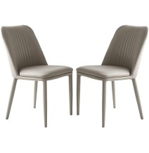 Pack 2 sillas tapizadas en Piel sintética Color Latte, Patas Metal, Medidas: Alto: 87cm Ancho: 50cm Profundidad: 53cm