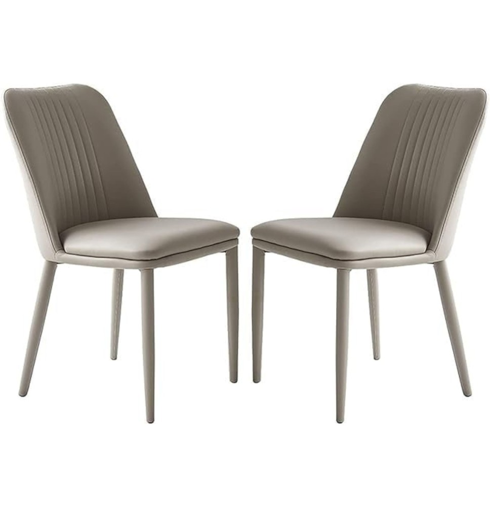 Pack 2 sillas tapizadas en Piel sintética Color Latte, Patas Metal, Medidas: Alto: 87cm Ancho: 50cm Profundidad: 53cm
