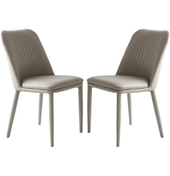 Pack 2 sillas tapizadas en Piel sintética Color Latte, Patas Metal, Medidas: Alto: 87cm Ancho: 50cm Profundidad: 53cm