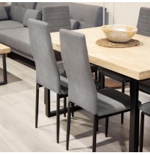 Pack de 6 Sillas Tapizadas para Comedor/Salón – Marengo y Patas Negras en Aluminio, Dimensiones: 40 cm x 42 cm x 96 Cm