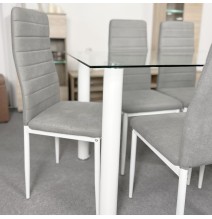 Pack de 6 Sillas Tapizadas para Comedor/Salón – Marengo y Patas Blancas en Aluminio, Dimensiones: 40 cm x 42 cm x 96 Cm