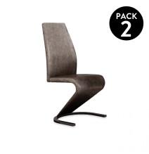 Pack de 2 Sillas de Comedor, Salón o Cocina – Tapizadas en Tela Jarama Color Marengo, Medidas: 45 cm x 64 cm x 100 cm