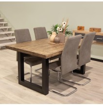 Pack de 4 Sillas Tapizadas para Salón – Acabado Marengo con Patas Cromadas de Aluminio, Medidas: 42,5 cm x 52 cm x 99 cm