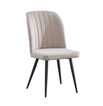 Pack de 4 Sillas Modernas para Comedor– Tapizado en Color Beig con Patas Metálicas Negras, Medidas: 46 cm x 55 cm x 92 cm