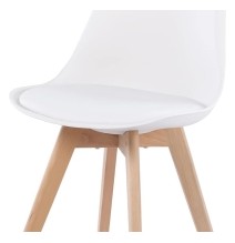 Juego de Comedor Estilo Nórdico: Mesa 100 cm + 4 Sillas Blancas 48 cm x 54 cm x 84 cm – Ideal para Decorar tu Hogar o Café