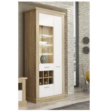 Mueble de Comedor, Mueble Salón, Acabado en Blanco y Cambria, Medidas: 297 cm (Ancho) x 201,6 cm (Alto) x 41,8 cm (Fondo)