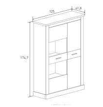 Mueble de Comedor, Mueble Salón, Acabado en Color Cañón, Medidas: 305 cm (Ancho) x 174,7 cm (Alto) x 41,8 cm (Fondo)