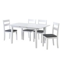 Mesa de Comedor Extensible en MDF - Acabado Blanco | 120/150x80 cm | Diseño Moderno y Funcional