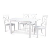 Mesa de Comedor Extensible en MDF - Acabado Blanco | 120/150x80 cm | Diseño Moderno y Funcional