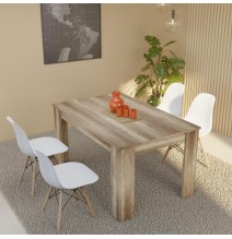 Mesa de Comedor Extensible, Mesa Salón, Robusta, Color Cañón, 138-198 cm (Largo) x 88 cm (Ancho) x 76 cm (Alto)