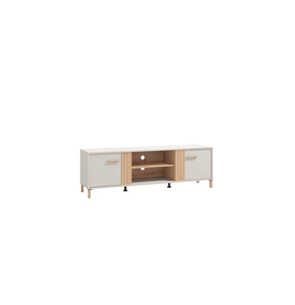 Mueble TV en Melamina Color Cashmere y Roble Artisan con 2 Puertas - Medidas 163,5x40x52 cm