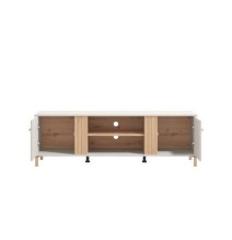 Mueble TV en Melamina Color Cashmere y Roble Artisan con 2 Puertas - Medidas 163,5x40x52 cm