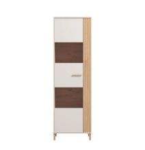 Vitrina Alta en Melamina Color Cashmere y Roble Artisan con 1 Puerta Acristalada - Medidas 59,5x40x192,5 cm