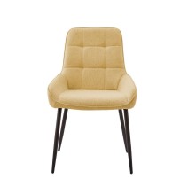 Pack de 4 Sillas Tapizadas en Tela Mostaza con Tratamiento Easy Clean, Asiento Reforzado Medidas 54x55x88 cm