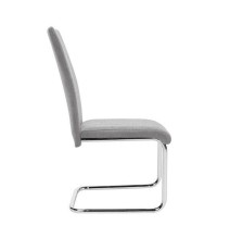 Pack de 4 Sillas de Madera Contrachapada con Relleno de Espuma, Tapizadas en Tela Gris, Patas de Cromo, Medidas 43x49x102 cm