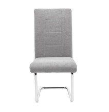 Pack de 4 Sillas de Madera Contrachapada con Relleno de Espuma, Tapizadas en Tela Gris, Patas de Cromo, Medidas 43x49x102 cm