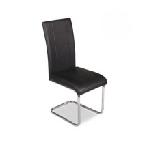 Pack de 4 Sillas de Madera Contrachapada con Relleno de Espuma, Tapizadas en Tela Negra, Patas de Cromo, Medidas 43x49x102 cm