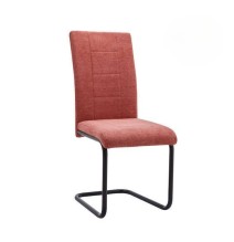 Pack de 4 Sillas de Madera Contrachapada con Relleno de Espuma, Tapizadas en Tela Coral, Patas Negras, Medidas 43x49x102 cm