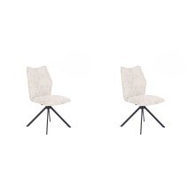 Pack de 2 Sillas Tapizadas en Tela Beige, Patas Negras, Asiento y Respaldo Ergonómicos y Acolchados Medidas 63x48x93 cm