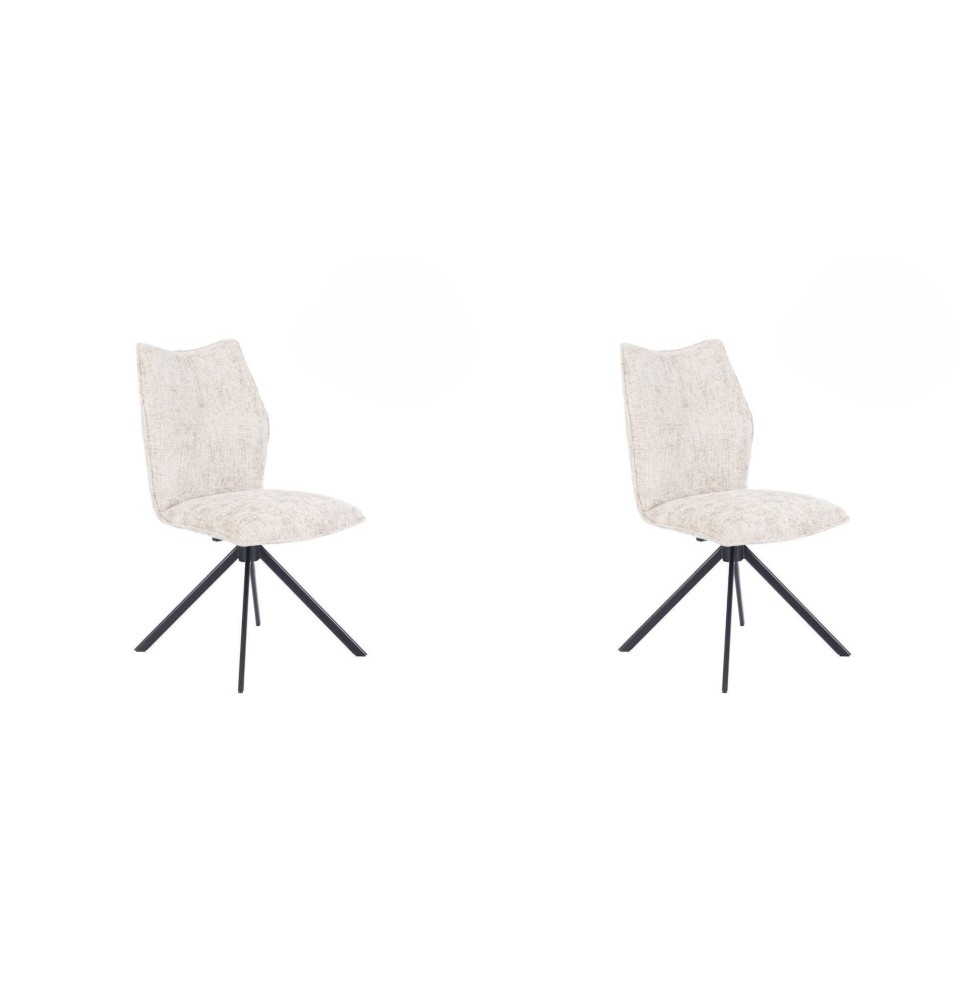 Pack de 2 Sillas Tapizadas en Tela Beige, Patas Negras, Asiento y Respaldo Ergonómicos y Acolchados Medidas 63x48x93 cm