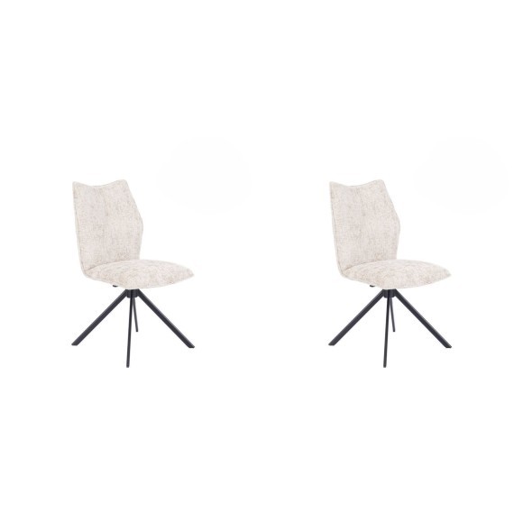 Pack de 2 Sillas Tapizadas en Tela Beige, Patas Negras, Asiento y Respaldo Ergonómicos y Acolchados Medidas 63x48x93 cm