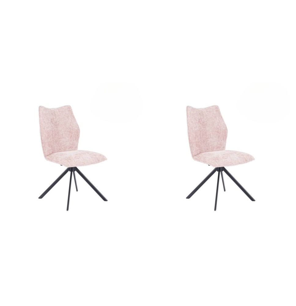 Pack de 2 Sillas Tapizadas en Tela Rosa, Patas Negras, Asiento y Respaldo Ergonómicos y Acolchados Medidas 63x48x93 cm