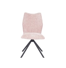 Pack de 2 Sillas Tapizadas en Tela Rosa, Patas Negras, Asiento y Respaldo Ergonómicos y Acolchados Medidas 63x48x93 cm