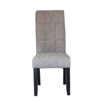 Pack de 2 Sillas Tapizadas en Tela Gris con Patas Negras, Acolchado Cuadrado en Respaldo y Asiento, Medidas 47x62x106.5 cm
