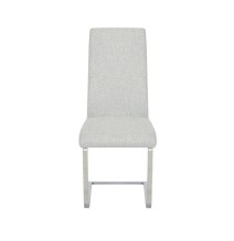 Pack de 4 Sillas Tapizadas en Símil Piel Gris Claro con Pata de Tubo Ovalado en Acabado Cromo, Medidas 46x54x110 cm