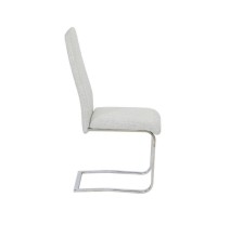 Pack de 4 Sillas Tapizadas en Símil Piel Gris Claro con Pata de Tubo Ovalado en Acabado Cromo, Medidas 46x54x110 cm
