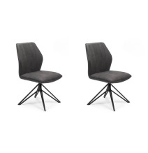 Pack de 2 Sillas con Respaldo y Asiento Tapizados en Tela Gris, Pata Metálica en Acabado Negro Mate, Medidas 62,5x52x93 cm